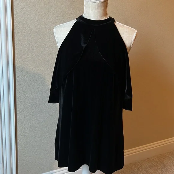 CALVIN KLEIN WOMEN’S BLACK VELVET BLOUSE L - Picture 1 of 12